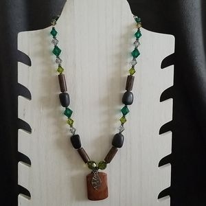 Brown and Green Crystal Necklace